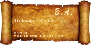 Birkmayer Anett névjegykártya